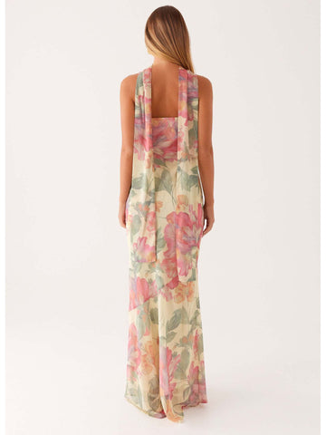 Florales Sommerkleid mit Neckholder Eleganz in Pastell