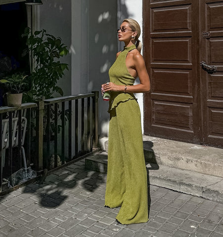 Zweiteiler ,,Allegra" - Eleganter Plissee-Set mit asymmetrischem Top