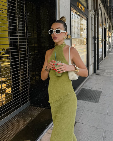 Zweiteiler ,,Allegra" - Eleganter Plissee-Set mit asymmetrischem Top