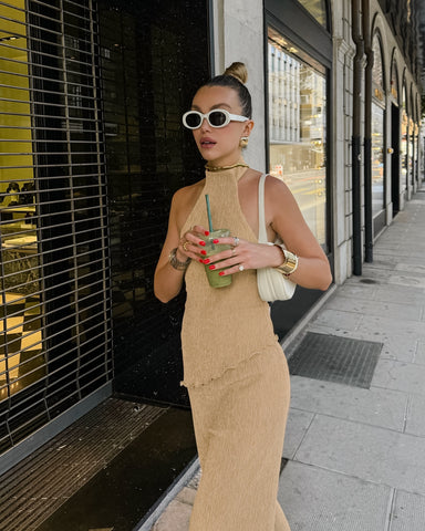 Zweiteiler ,,Allegra" - Eleganter Plissee-Set mit asymmetrischem Top