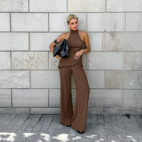 Zweiteiler ,,Allegra" - Eleganter Plissee-Set mit asymmetrischem Top