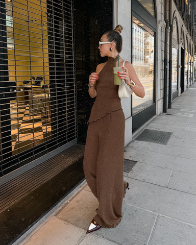 Zweiteiler ,,Allegra" - Eleganter Plissee-Set mit asymmetrischem Top