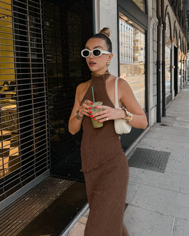 Zweiteiler ,,Allegra" - Eleganter Plissee-Set mit asymmetrischem Top