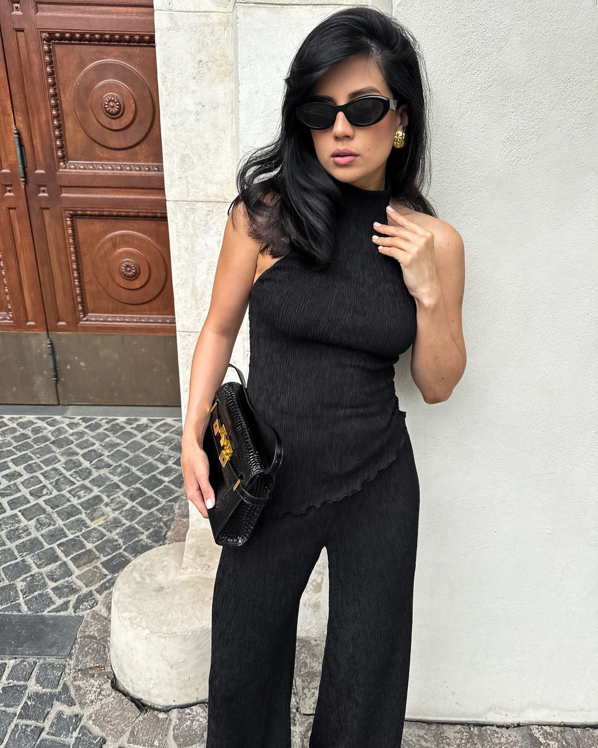 Zweiteiler ,,Allegra" - Eleganter Plissee-Set mit asymmetrischem Top