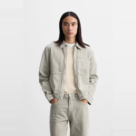 Utility Denim Jacke in Sandstone-Grau-Casual Meets Contemporary