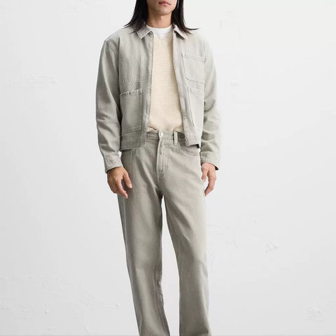 Utility Denim Jacke in Sandstone-Grau-Casual Meets Contemporary