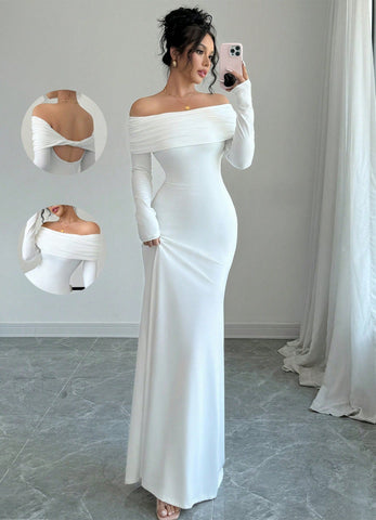 ,,Serena" - Elegantes Maxikleid mit Twistback und Carmen-Ausschnitt
