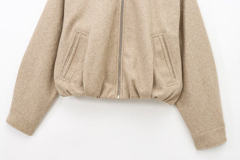 Cropped Wolljacke mit Reißverscluss - Sandbeige