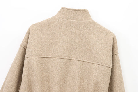 Cropped Wolljacke mit Reißverscluss - Sandbeige