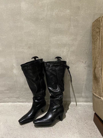 Slouchy High Boots – Vintage Look in Beige, Braun & Schwarz