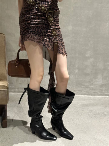 Slouchy High Boots – Vintage Look in Beige, Braun & Schwarz